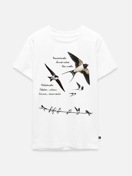 Schwalben am Himmel - Teenager Premium Bio T-Shirt - Weiß