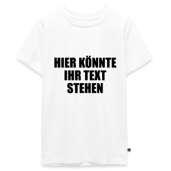 Hier könnte ihr Text Geschenk selber gestalten - Teenager Premium Bio T-Shirt - Weiß - Vorne - AI Model Teenager Male light (155cm)