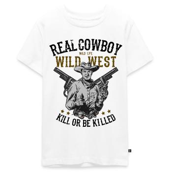 cowboy - Teenager Premium Organic T-Shirt - white - Front - AI Model Teenager Male light (155cm)