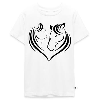 Cheval, tête, tête de cheval, équitation, silhouette, crinière - T-shirt Premium bio Ado - blanc - Devant - AI Model Teenager Male light (155cm)