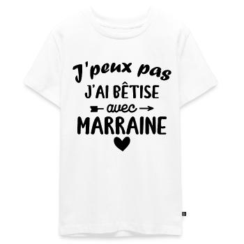 J peux pas j ai bêtise avec marraine - T-shirt Premium bio Ado - blanc - Devant - AI Model Teenager Male light (155cm)