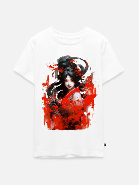 Chinesische Anime-Malerei - Teenager Premium Bio T-Shirt - Weiß