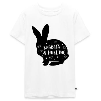Kaninchen & Hurling - Teenager Premium Bio T-Shirt - Weiß - Vorne - AI Model Teenager Male light (155cm)