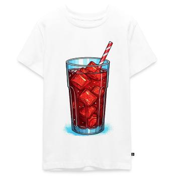 Glas Cola mit Eiswürfeln - Teenager Premium Bio T-Shirt - Weiß - Vorne - AI Model Teenager Male light (155cm)