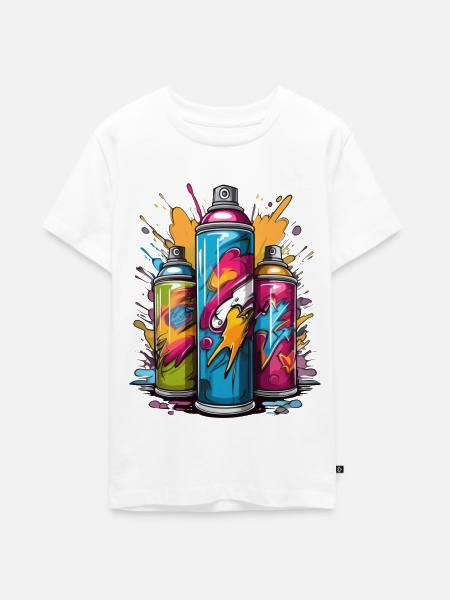 Graffiti Spraydosen - Teenager Premium Bio T-Shirt - Weiß