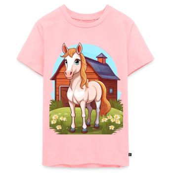 Pferd auf der Weide - Teenager Premium Bio T-Shirt - Rosa - Vorne