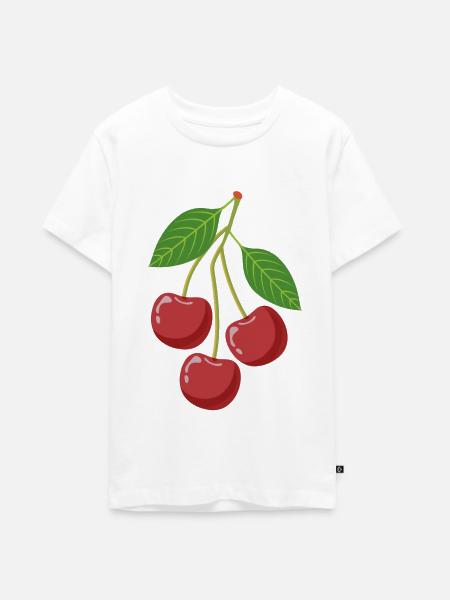 Kirschen am Zweig - Teenager Premium Bio T-Shirt - Weiß