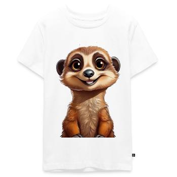 Niedliches, glückliches Erdmännchen - Teenager Premium Bio T-Shirt - Weiß - Vorne - AI Model Teenager Male light (155cm)