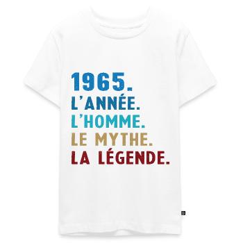 1965 Année Homme Mythe Légende - T-shirt Premium bio Ado - blanc - Devant - AI Model Teenager Male light (155cm)