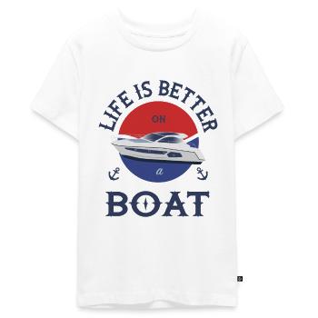 Boot Life is better - Teenager Premium Bio T-Shirt - Weiß - Vorne - AI Model Teenager Male light (155cm)