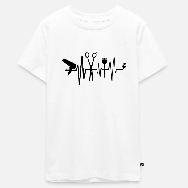 Coupe de cheveux coiffeur Coiffeur Ciseaux Sèche-cheveux Sèche-cheveux - T-shirt Premium bio Ado - blanc