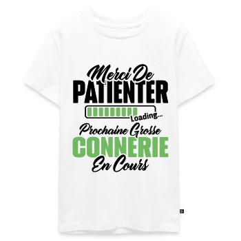 Humour cadeau prochaine grosse connerie en cours - T-shirt Premium bio Ado - blanc - Devant - AI Model Teenager Male light (155cm)