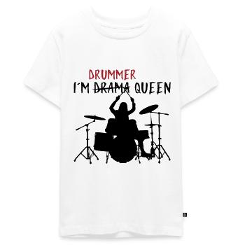 Im Drummer Queen for Percussionists & Drummers - Teenager Premium Bio T-Shirt - Weiß - Vorne - AI Model Teenager Male light (155cm)
