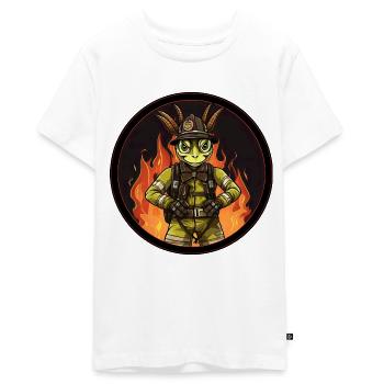 Feuerwehr Heuschrecken - Teenager Premium Bio T-Shirt - Weiß - Vorne - AI Model Teenager Male light (155cm)