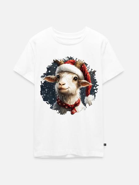 Weihnachten Ziege - Teenager Premium Bio T-Shirt - Weiß