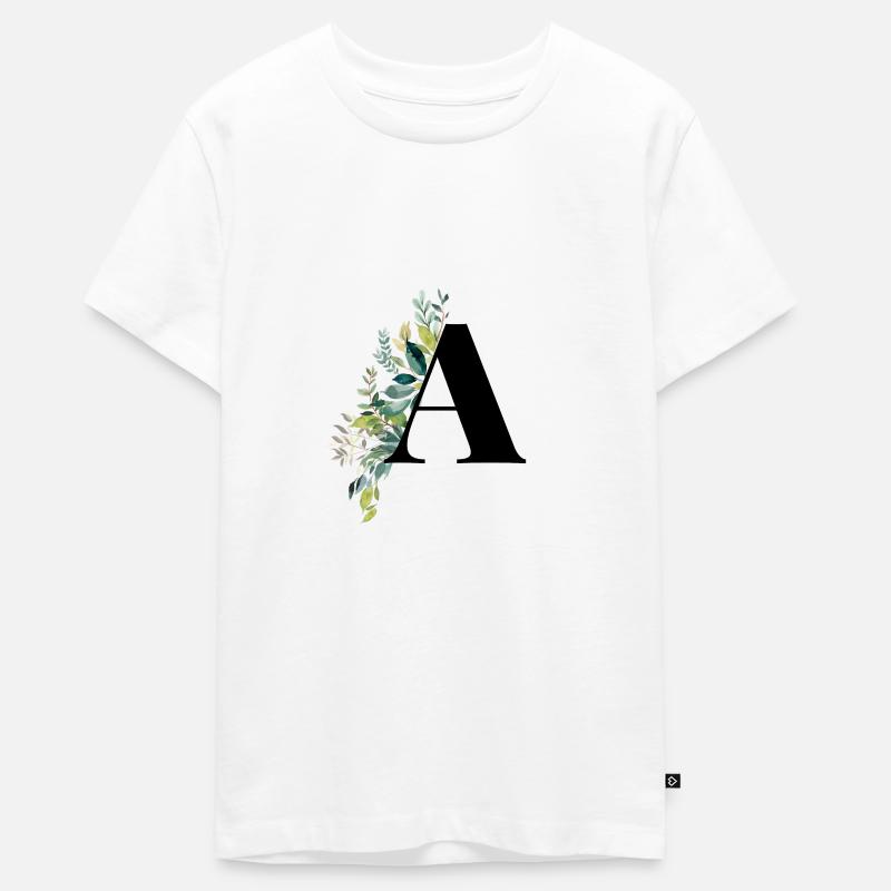 lettre florale initiale de fleur A - T-shirt Premium bio Ado - blanc
