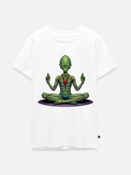 Alien Yogi - Teenager Premium Bio T-Shirt - Weiß