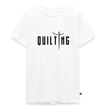 Steppes Coutures À la main Quilt Quilt - T-shirt Premium bio Ado - blanc - Devant - AI Model Teenager Male light (155cm)