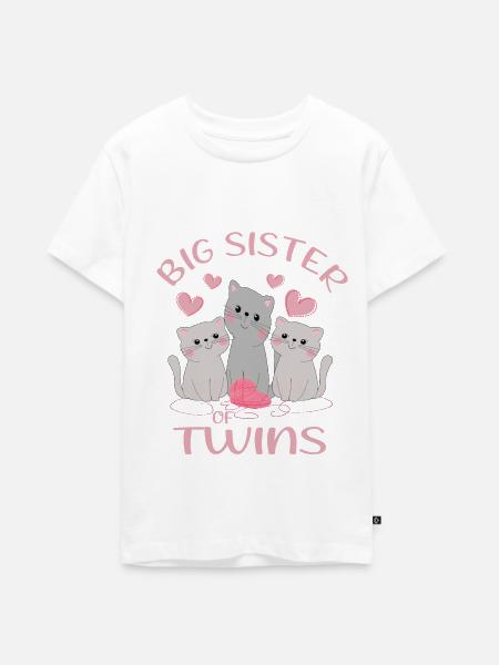 Storesøster til tvillinger katte forfremmet til storesøster - Teenager Premium økologisk T-shirt - hvid