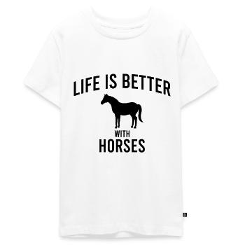 Horse Horse Saying - Teenager Premium Organic T-Shirt - white - Front - AI Model Teenager Male light (155cm)