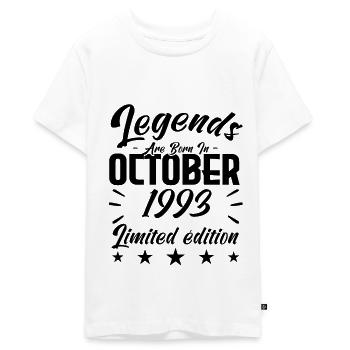 LEGENDS ARE BORN IN OCTOBER 1993 anniversary gift. - T-shirt Premium bio Ado - blanc - Devant - AI Model Teenager Male light (155cm)