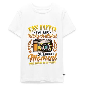 Photo return ticket past photographer. - Teenager Premium Organic T-Shirt - white - Front - AI Model Teenager Male light (155cm)