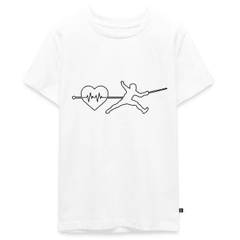 Fencing heartbeat - Teenager Premium Organic T-Shirt - white - Front - AI Model Teenager Male light (155cm)