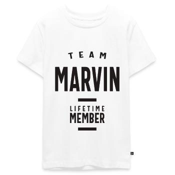 Team Marvin Lifetime Member - Teenager Premium Organic T-Shirt - white - Front - AI Model Teenager Male light (155cm)