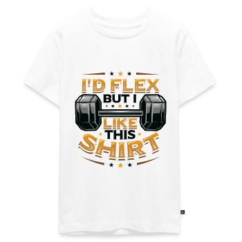 Je fléchirais mais j’aime cette chemise bodybuilder poids - T-shirt Premium bio Ado - blanc - Devant - AI Model Teenager Male light (155cm)