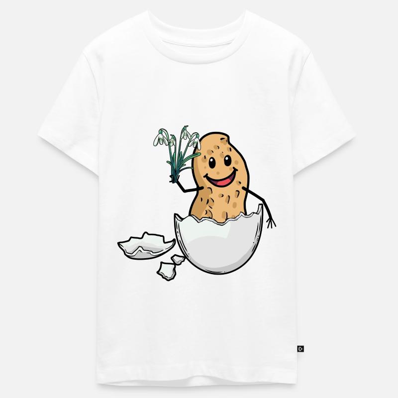 Easter Peanut Spring Easter Egg Flora Eggshell - Teenager Premium Organic T-Shirt - white