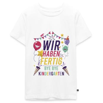 Kita Abgänger 2023 Abschied Kindergarten - Teenager Premium Bio T-Shirt - Weiß - Vorne - AI Model Teenager Male light (155cm)