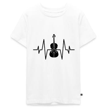 Geige Herzschlag - Teenager Premium Bio T-Shirt - Weiß - Vorne - AI Model Teenager Male light (155cm)