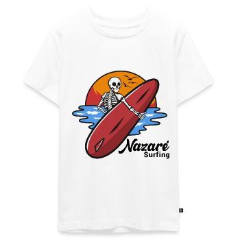 Nazare Surfing Portugal - T-shirt Premium bio Ado - blanc - Devant - AI Model Teenager Male light (155cm)