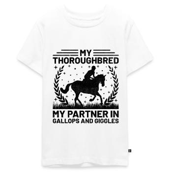 Courses de chevaux pur-sang Équitation Chevaux équestres - T-shirt Premium bio Ado - blanc - Devant - AI Model Teenager Male light (155cm)
