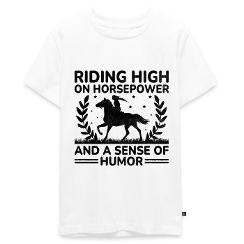 Courses de chevaux pur-sang Équitation Chevaux équestres - T-shirt Premium bio Ado - blanc - Devant - AI Model Teenager Male light (155cm)