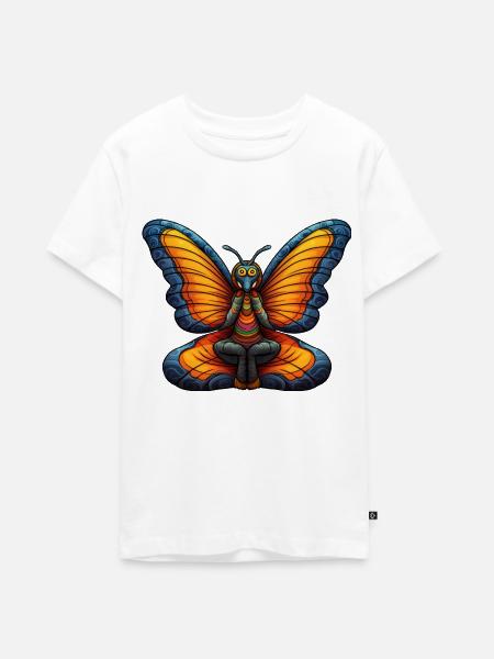 Schmetterlinge Yoga - Teenager Premium Bio T-Shirt - Weiß