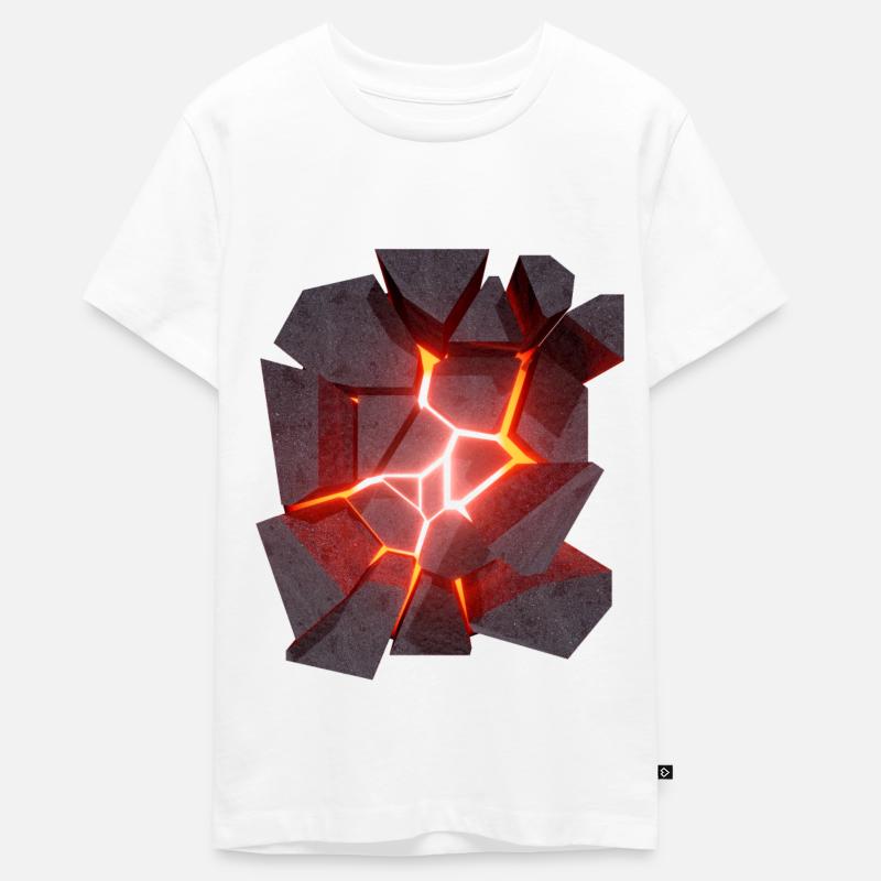 Conception 3D de volcan de lave rougeoyante - T-shirt Premium bio Ado - blanc