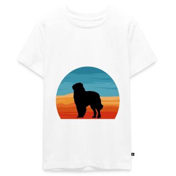 Carpathian Shepherd Dog Silhouette Retro Sunset - Teenager Premium Organic T-Shirt - white - Front - AI Model Teenager Male light (155cm)