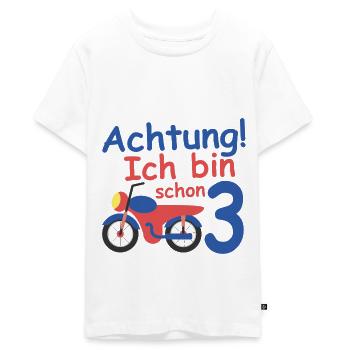 Geburtstagsshirt 3 jahr Motorrad baby Junge - Teenager Premium Bio T-Shirt - Weiß - Vorne - AI Model Teenager Male light (155cm)