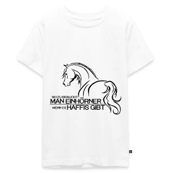 Pferde Haflinger Einhörner Reiterin Geschenkidee - Teenager Premium Bio T-Shirt - Weiß - Vorne - AI Model Teenager Male light (155cm)