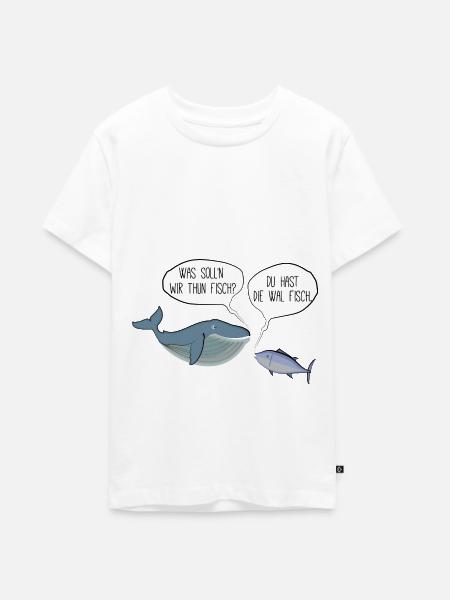 Thunfisch und Walfisch - Teenager Premium Bio T-Shirt - Weiß