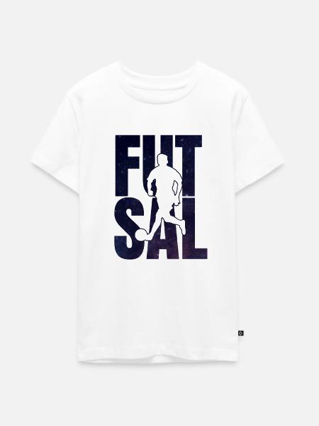 Futsal Logo Geschenk - Teenager Premium Bio T-Shirt - Weiß