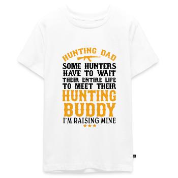 Père de chasse, je soulève mon copain de chasse drôle - T-shirt Premium bio Ado - blanc - Devant - AI Model Teenager Male light (155cm)