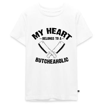 Mein Herz gehört einem Küchenmesser Messerfan - Teenager Premium Bio T-Shirt - Weiß - Vorne - AI Model Teenager Male light (155cm)