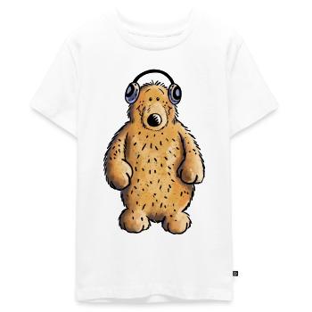 Lustiger Musik Bär - Teddy - Kopfhörer - Fun - Teenager Premium Bio T-Shirt - Weiß - Vorne - AI Model Teenager Male light (155cm)
