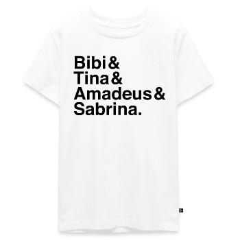 Bibi & Tina & Amadeus & Sabrina Typo schwarz - Teenager Premium Bio T-Shirt - Weiß - Vorne - AI Model Teenager Male light (155cm)