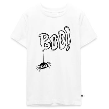 Boo Halloween Spinne - Teenager Premium Bio T-Shirt - Weiß - Vorne - AI Model Teenager Male light (155cm)
