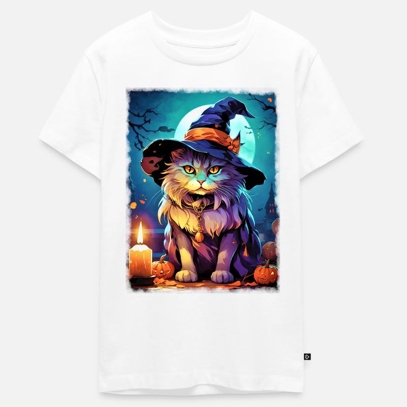 Modèle vierge de chat d’Halloween 6.0 - T-shirt Premium bio Ado - blanc