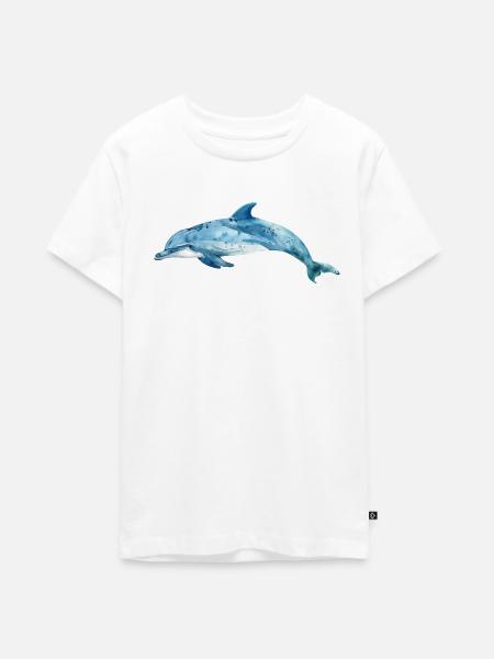 Aquarell Delphin - Teenager Premium Bio T-Shirt - Weiß