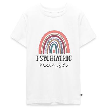 Psychiatrie infirmière - T-shirt Premium bio Ado - blanc - Devant - AI Model Teenager Male light (155cm)